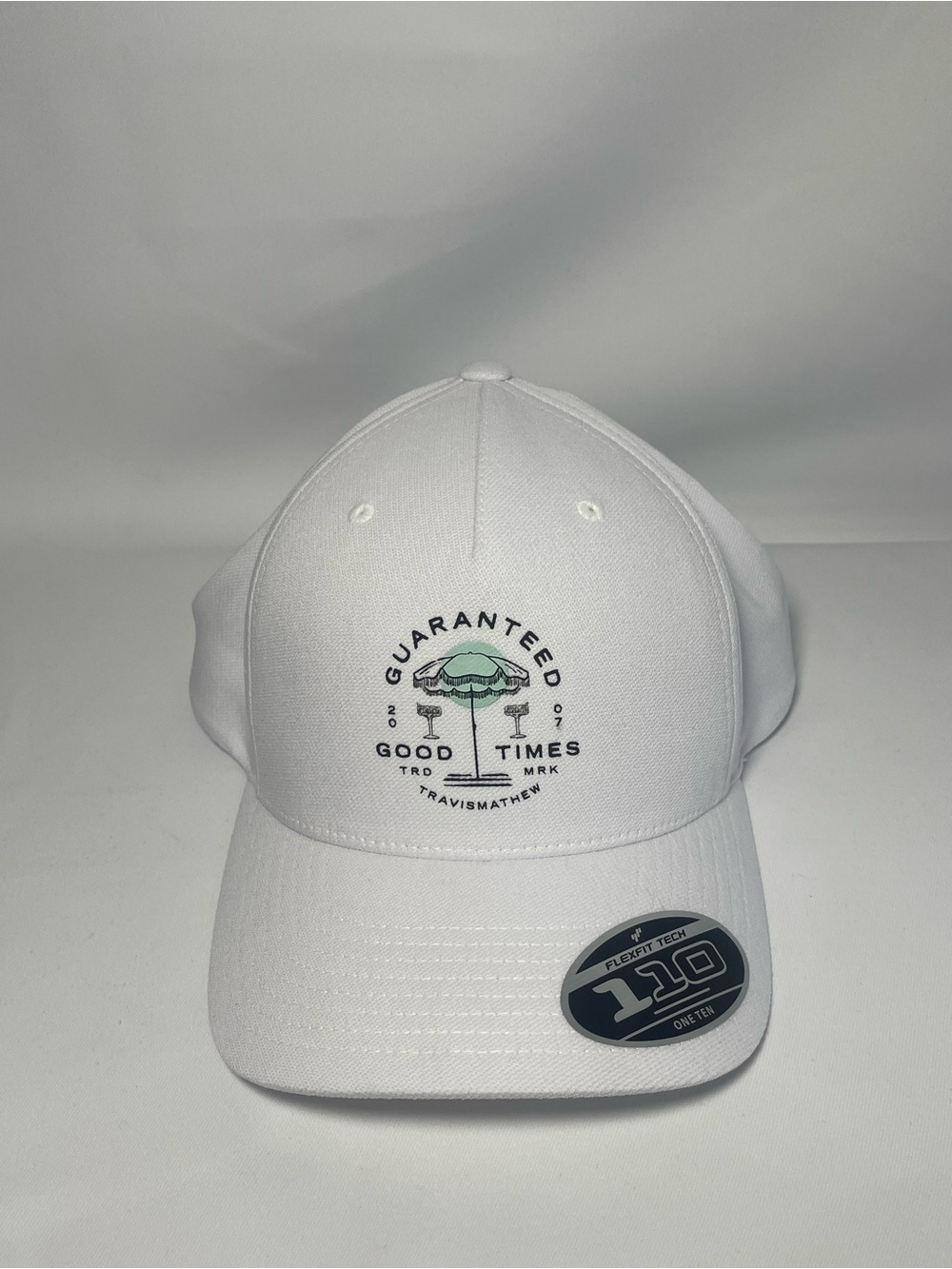 Travis Mathew guaranteed good times SnapBack Flexfit hat white